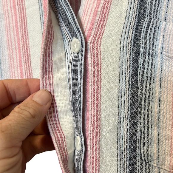 Cloth & Stone Sleeveless Striped Shirt Dress Frayed Hem Casual Comfy size xsmall - Picture 5 of 11